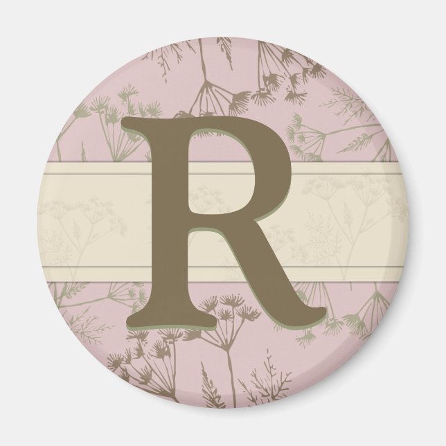 Aimant monogramme - Pennel rose (Devant)