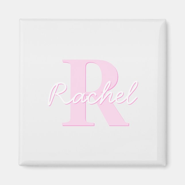 Aimant Monogramme personnalisable | Ombre rose et gris (Devant)