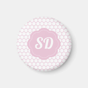 Aimant Monogramme Personnalisé en Nid d'Abeille Rose Clai
