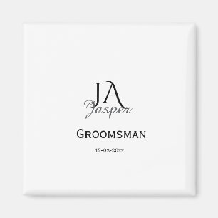 Aimant Monogramme personnalisé garçon d'honneur nom date