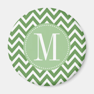 Aimant Monogramme personnalisé Green Chevron