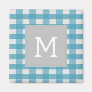 Aimant Monogramme Plaid Buffalo Bleu