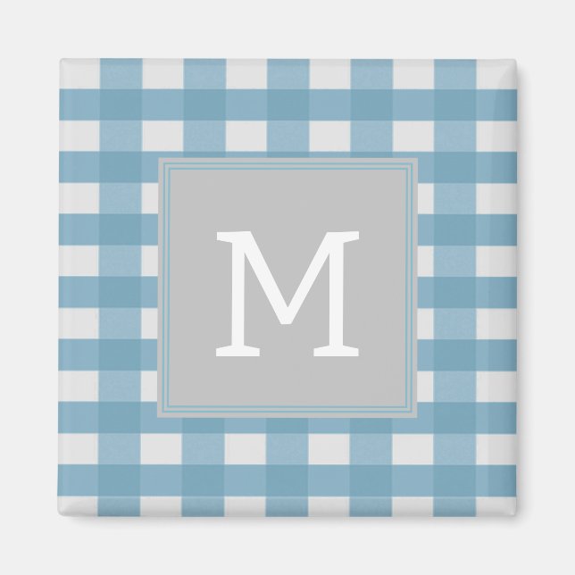 Aimant Monogramme Plaid Buffalo Bleu (Devant)