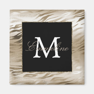 Aimant Monogramme Poster de animal Gold Zebra