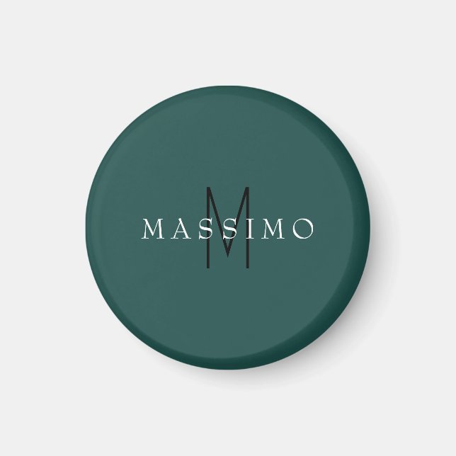 Aimant Monogramme Professionnel Gris Bleu Votre Nom (Devant)
