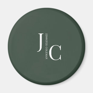 Aimant Monogramme professionnel minimaliste moderne vert