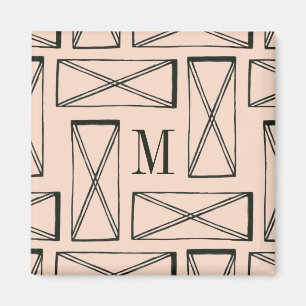 Aimant Monogramme   Rectangle géométrique X Design