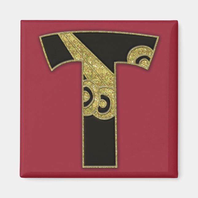 Aimant monogramme rétro - T (Devant)