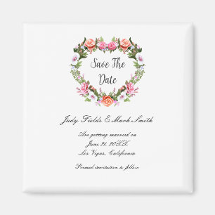 Aimant Monogramme Romantique Roses Floral Coeur Enregistr