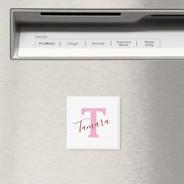 Aimant Monogramme Rose | Nom Personnalisé (In Situ (Lave-vaisselle))