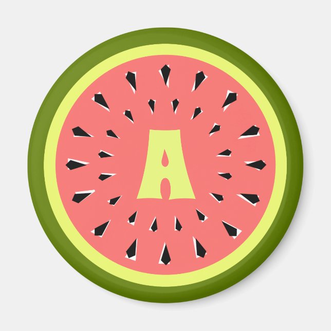 Aimant Monogramme rose pastèque (Devant)