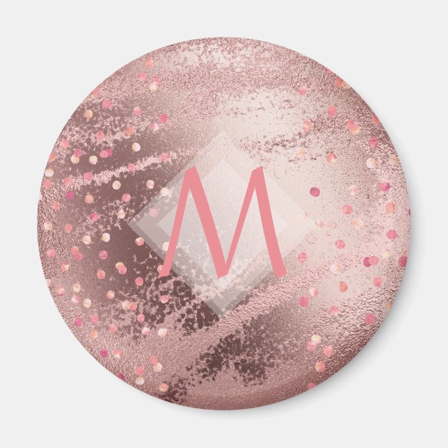 Aimant Monogramme ROSEGOLD Métallurgie Foil Confetti Look (Devant)
