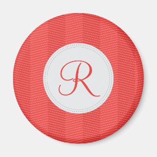Aimant Monogramme rouge mince Motif Chevron