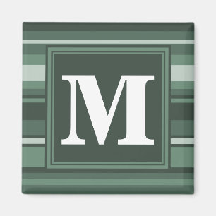 Aimant Monogramme sauge bandes vertes