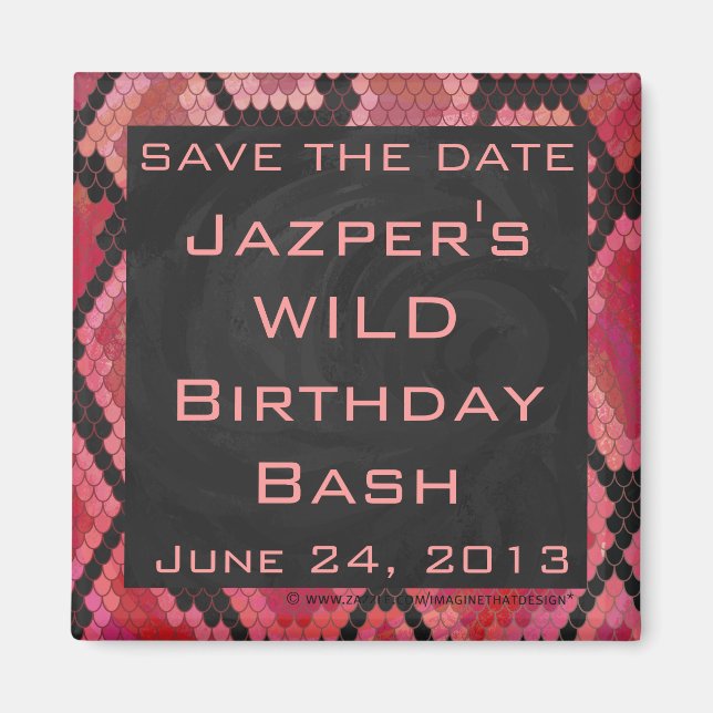 Aimant Monogramme serpent noir et rouge imprimé (Devant)