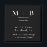 Aimant Monogramme simple B/W Mariage Enregistrer la date<br><div class="desc">Noir et blanc contemporain Monogramme mariage Enregistrer l'aimant de date. Simple.</div>