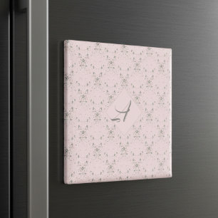 Aimant Monogramme simple Elegant Blush Parties scintillan