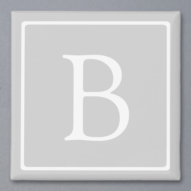 Aimant Monogramme simple gris clair (Créateur téléchargé)