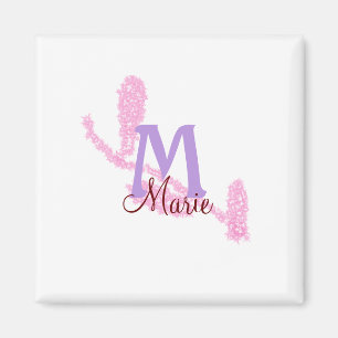 Aimant Monogramme simple pailleté rouge ajoutez votre nom