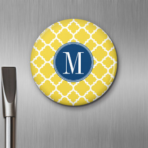 Aimant Monogramme sur mesure du Motif de Quatrefoil Jaune