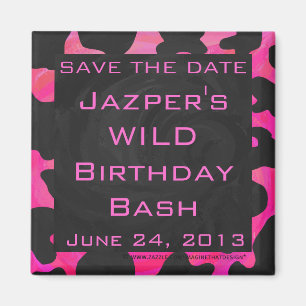 Aimant Monogramme vache rose chaud et noir