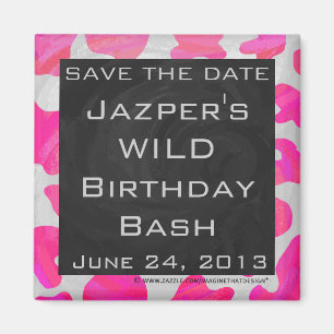 Aimant Monogramme Vache rose et blanc chaud