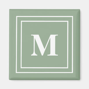 Aimant Monogramme vert Sage moderne