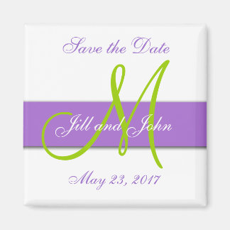 Aimant Monogramme vert violet Enregistrer l'aimant de dat