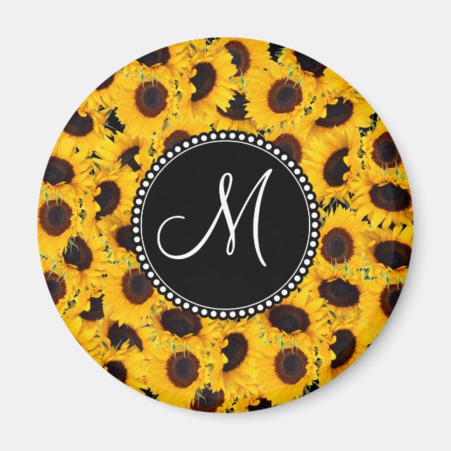Aimant Monogramme Vibrant Beaux tournesols floraux (Devant)