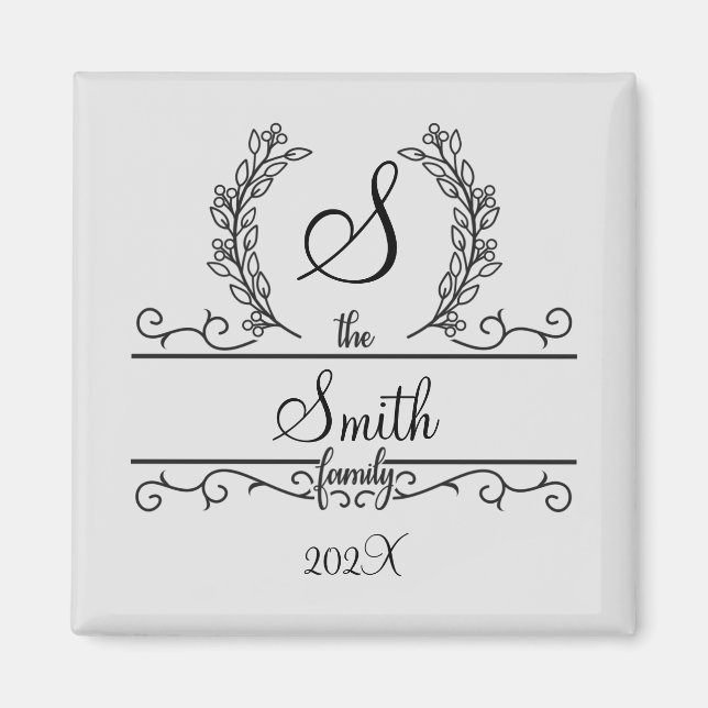 Aimant Monogrammed Personalized Family Name  (Devant)