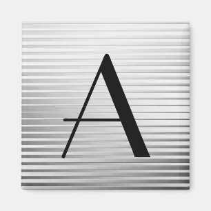 Aimant Monogrammes Art Déco Satin Argent