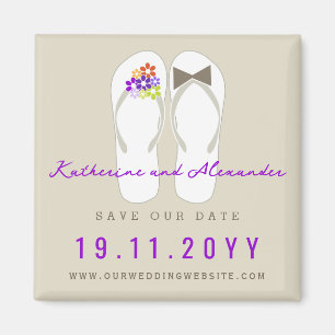 Aimant Monsieur et Madame Flip Flops Mariage de Plage Enr