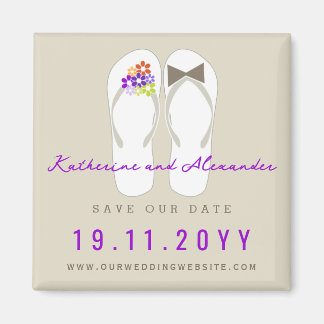 Aimant Monsieur et Madame Flip Flops Mariage de Plage Enr