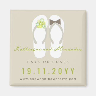 Aimant Monsieur et Madame Flip Flops Mariage de Plage Enr