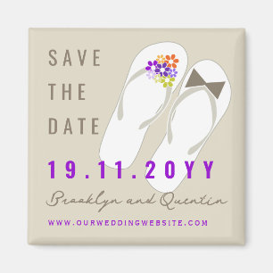 Aimant Monsieur et Madame Flip Flops Mariage de plage Enr