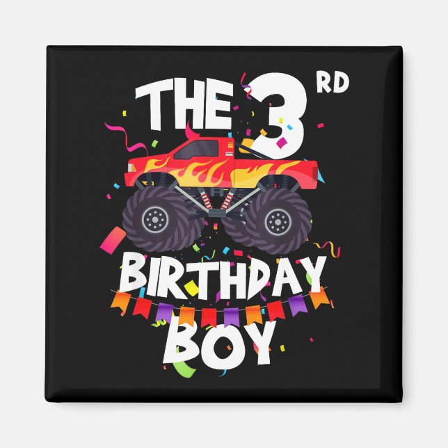 Aimant Monster Truck 3rd Birthday Boy Funny 3 Years Old B (Devant)