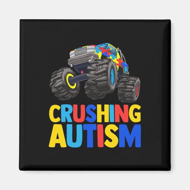 Aimant Monster Truck Crushing Austim Sensibilisation sur  (Devant)
