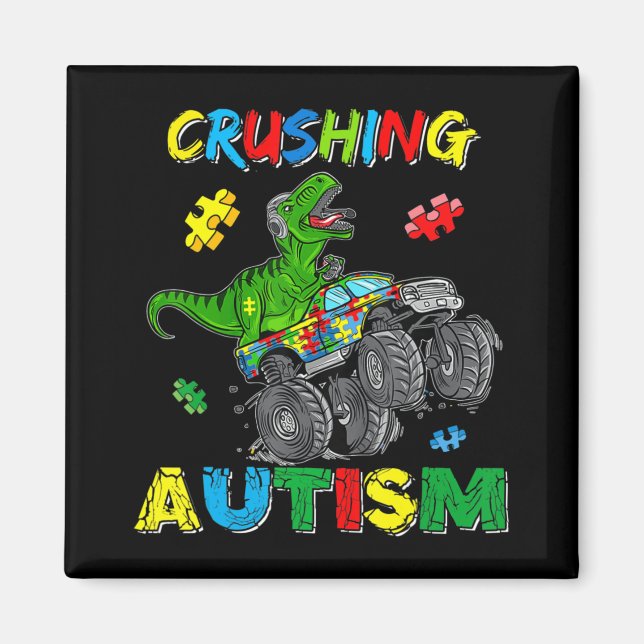 Aimant Monster Truck Crushing Austim Sensibilisation sur  (Devant)