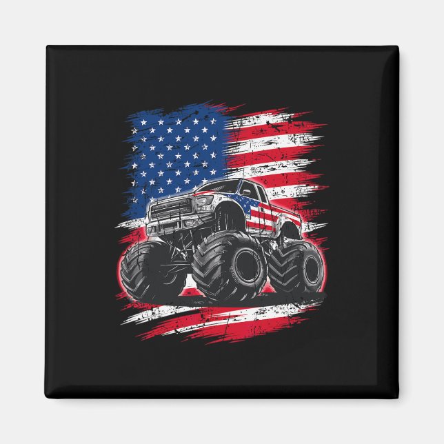 Aimant Monster Truck Drapeau Américain Usa Pour Femmes Fi (Devant)