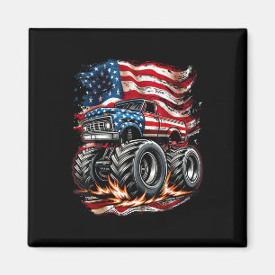Aimant Monster Truck Drapeau Usa Américain 4 Juillet Patr
