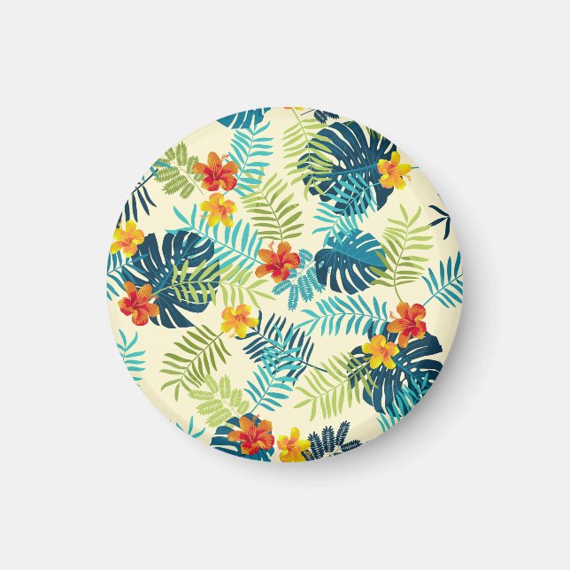 Aimant Monstère tropicale Hibiscus Motif d'été (Devant)
