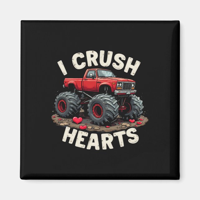 Aimant Monstre camion de la Saint-Valentin J'écrase les c (Devant)