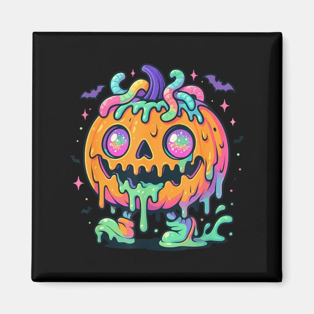 Aimant Monstre de citrouille de slime en fusion halloween (Devant)