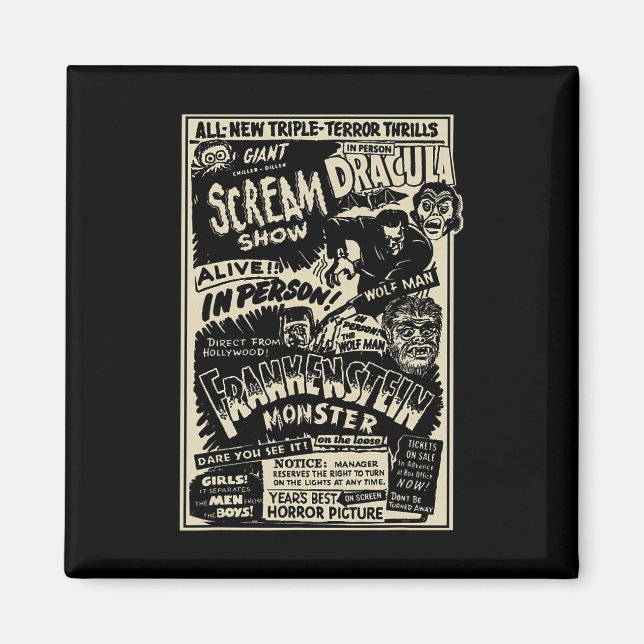 Aimant Monstre de film d'horreur Mummy Dracula Werewolf F (Devant)