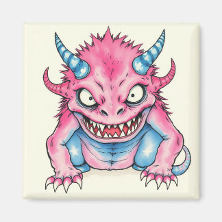 Aimant Monstre rose et bleu