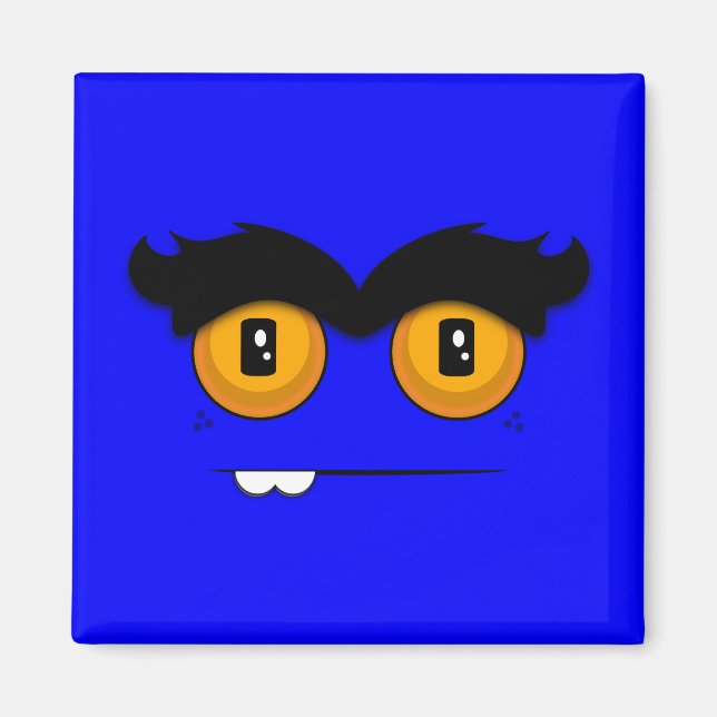 Aimant Monstre Unibrow adorable avec une overbite (bleu) (Devant)