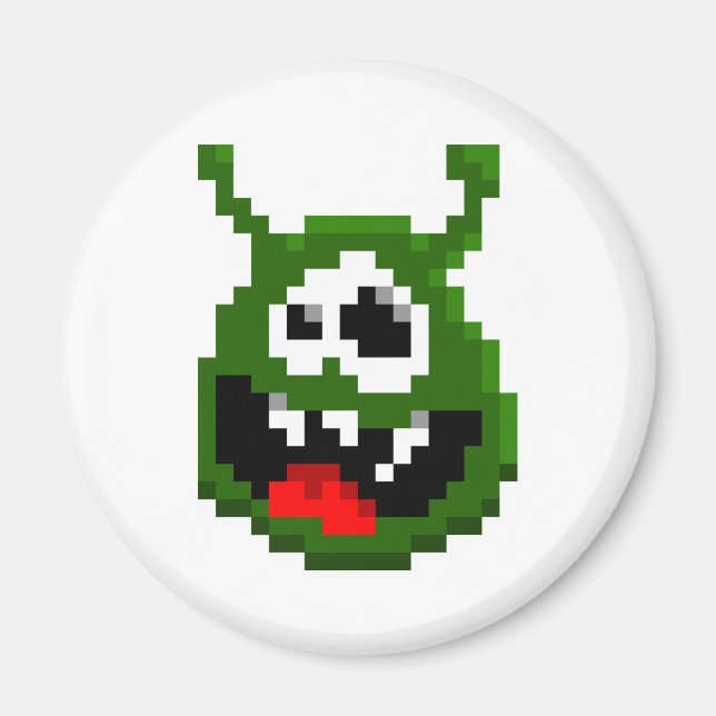 Aimant Monstre Vert - Pixel Art (Devant)