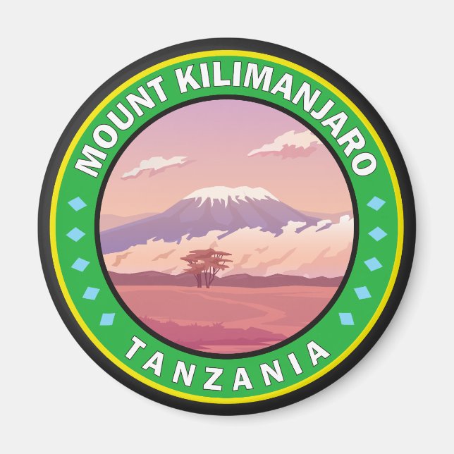 Aimant Mont Kilimandjaro Tanzanie Insigne Cercle Afrique (Devant)