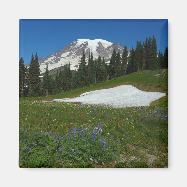 Aimant Mont Rainier, Fleurs sauvages et Neige (Devant)