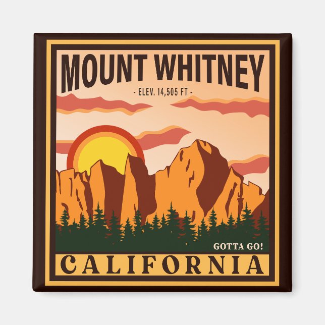 Aimant Mont Whitney Californie Sierra Nevada Vintage (Devant)